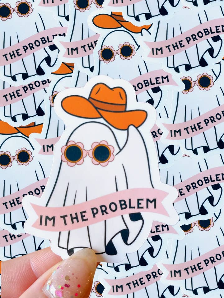 JAG ÄR PROBLEMET ANTIHJÄLTE SPÖKE VATTENTÄT KLISTERMÄRKE för wholesale av Typo Lettering Co