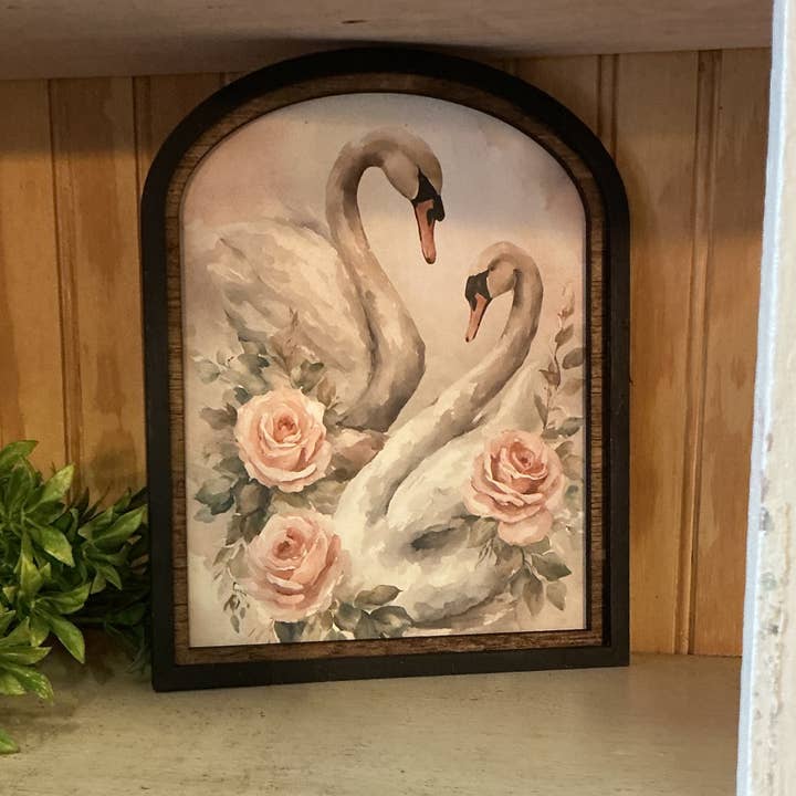 Schwäne mit rosa Rosen kleiner Bogenrahmen für den Großhandel von LAND OF COTTON