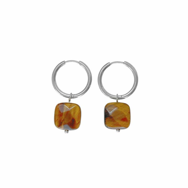 Tiger's Eye Earrings - Silver for wholesale by Saint Clairmont