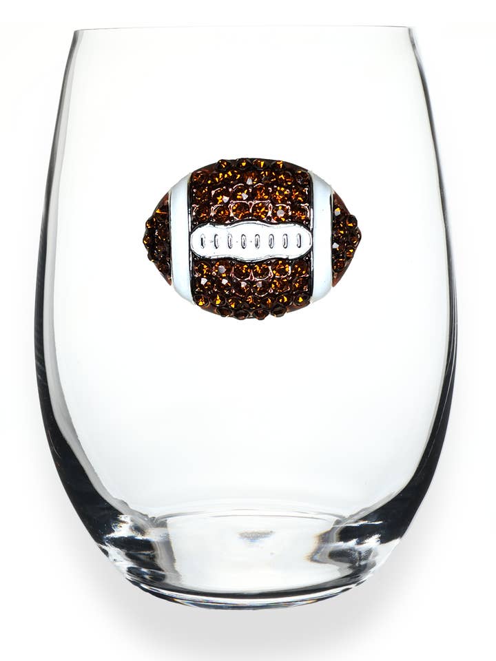 Fotboll Jeweled Glasvaror - Stemless - Brun och Vit för wholesale av The Queens' Jewels®