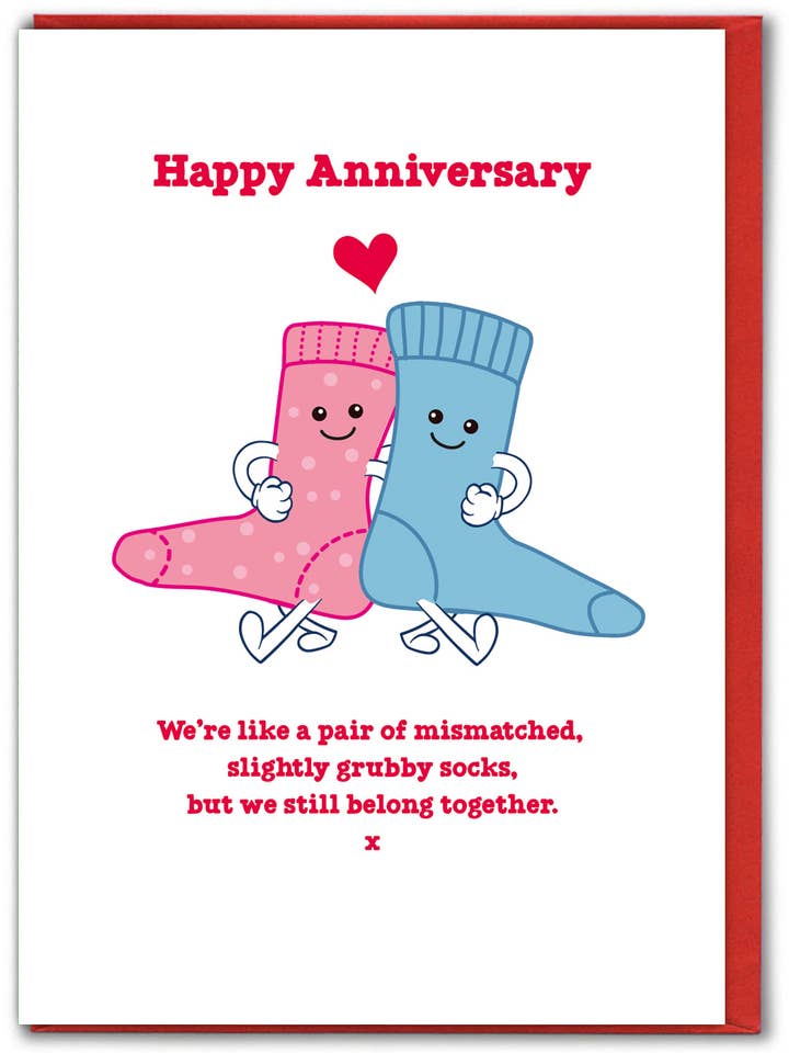 Sjovt jubilæumskort - Sokker af Brainbox Candy for engroshandel hos Brainbox Candy