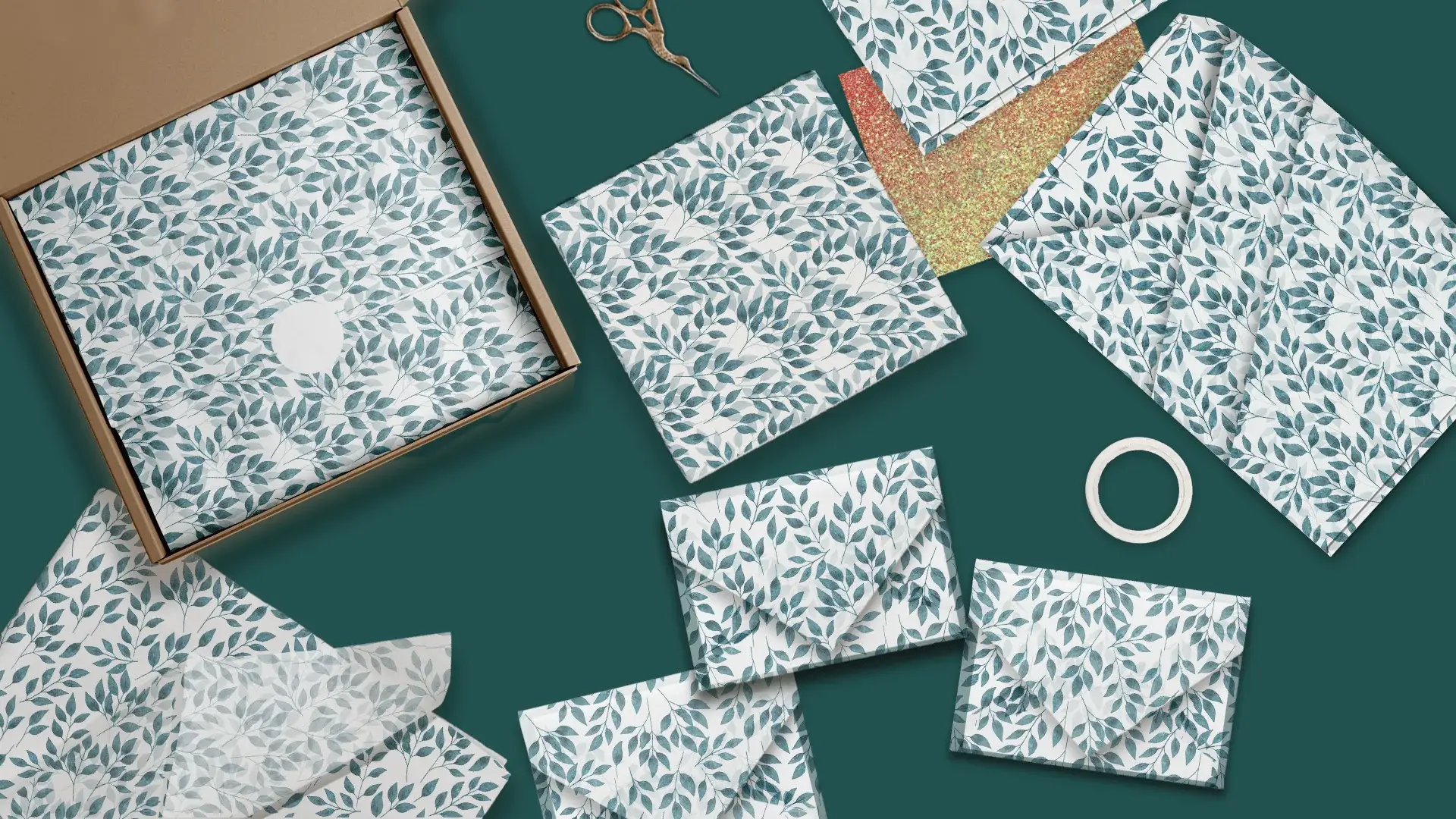 Eleven Fashion – wholesale Tissue paper – Teardrop Leaves Designer Premium Printed Tissue Paper5