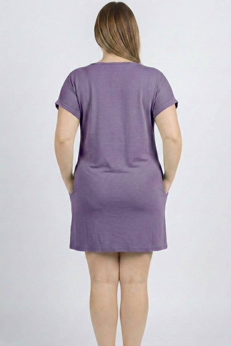 CAPELLA APPAREL - Venta al por mayor Vestido - Mujer - Minivestido con bolsillo y manga casquillo de talla grande5