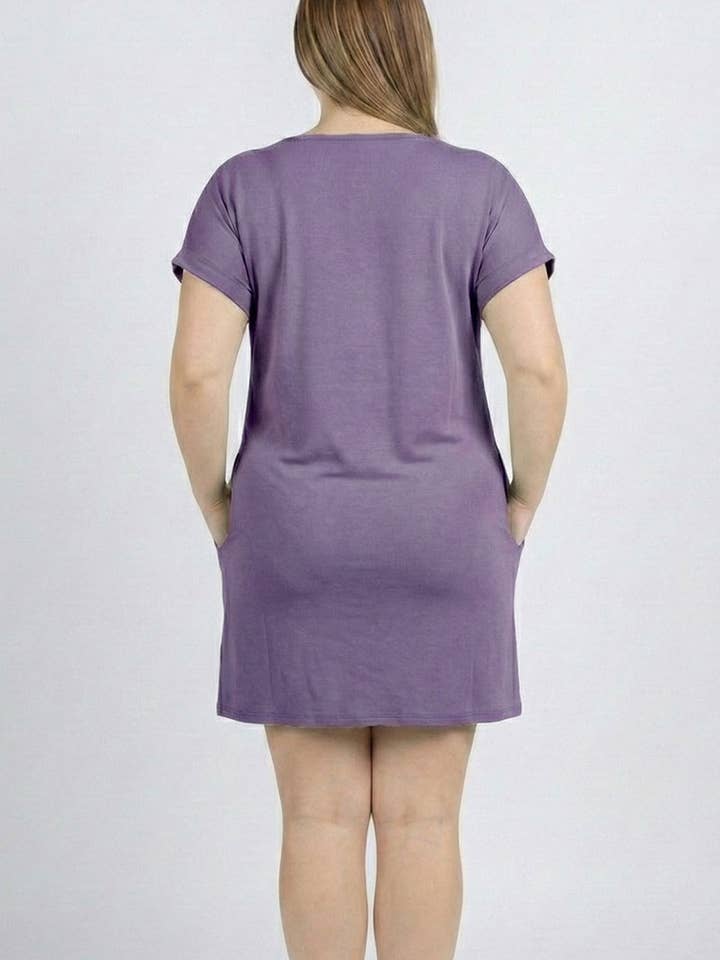 CAPELLA APPAREL - Venta al por mayor Vestido - Mujer - Minivestido con bolsillo y manga casquillo de talla grande5