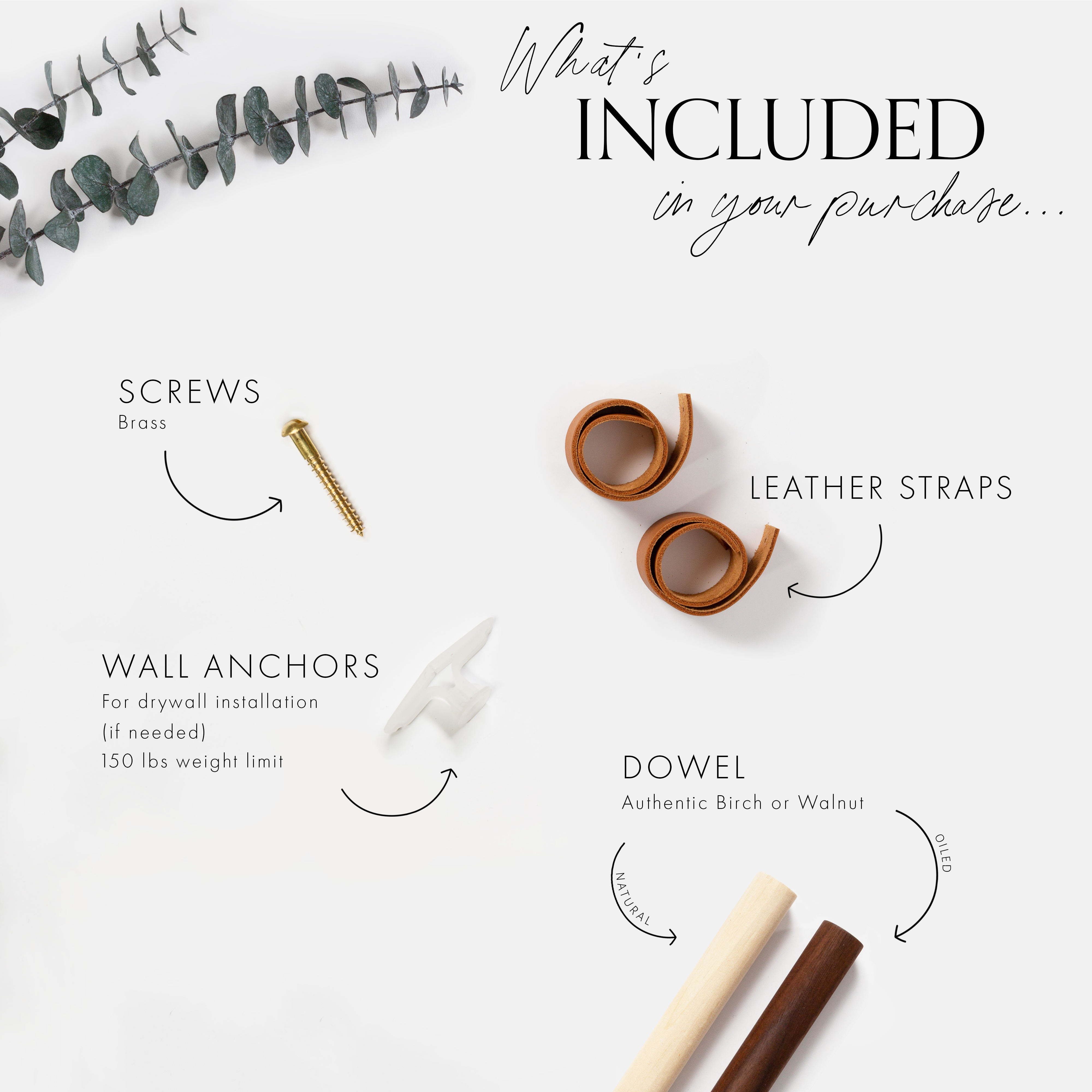 Keyaiira - Vente Cintres - Porte-vêtements avec sangles de suspension en cuir4