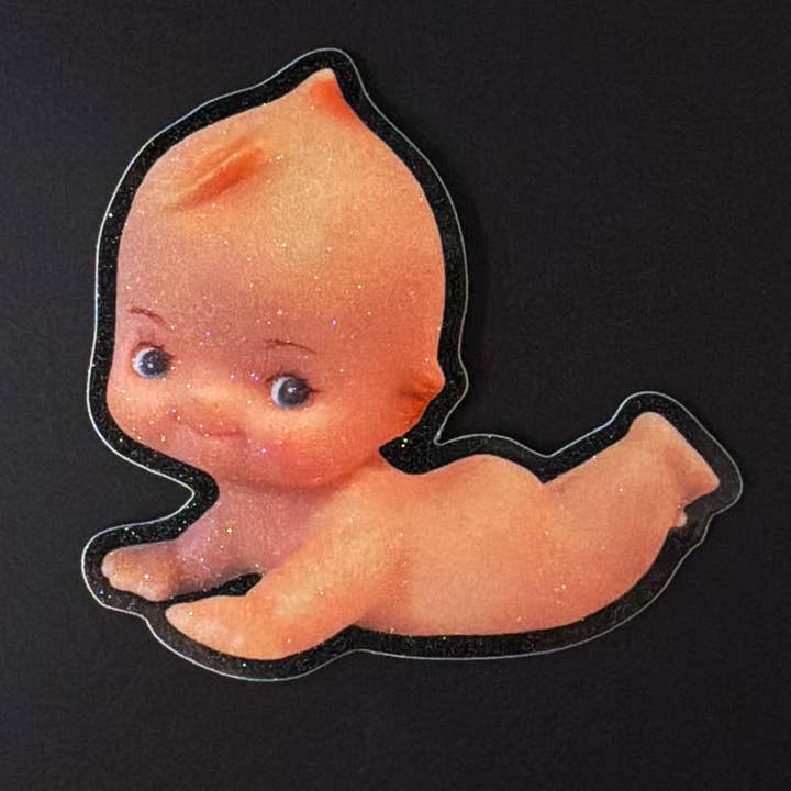 Autocollant scintillant de poupée bébé Kewpie pour la vente par Aimee Miller Art