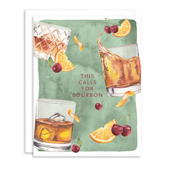 This Calls for Bourbon Celebration Greeting Card  for wholesale by Paper Betty