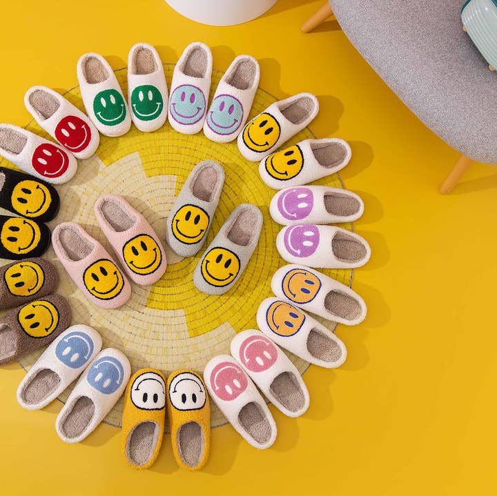 Shop Lev - Wholesale Slippers - Women's - Happy Face Comfort Fluffy Fur Slider Slipper for adult29