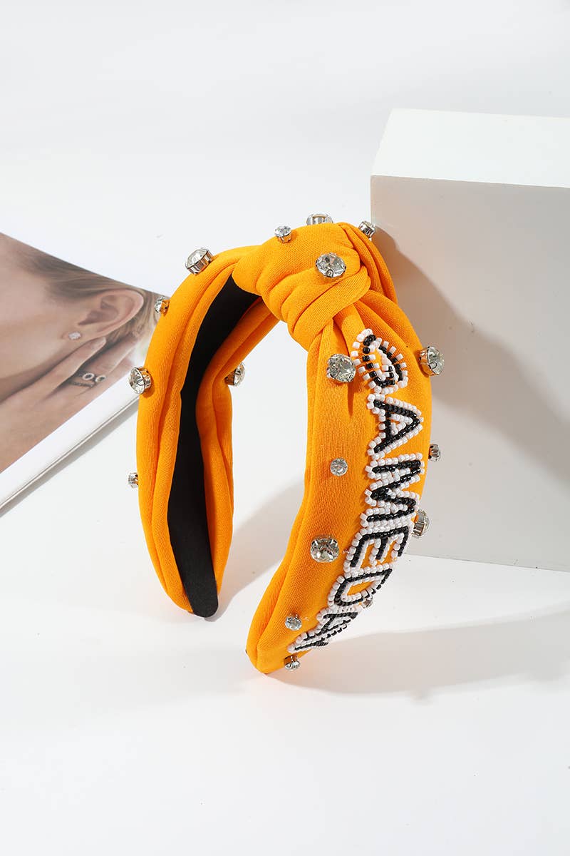 42POPS – Bandana - Mulher por atacado – .Fita de Cabelo com Pedras Preciosas Espírito de Equipa para o Dia do Jogo7