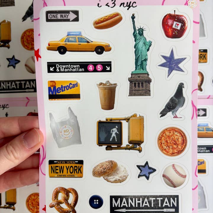 ReggieDesignCo - Wholesale Sticker - New York Junk Journal 5x7 Sticker Sheet2
