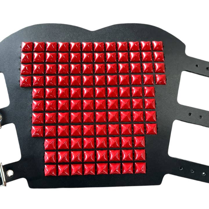 ARM105-RS RED 11 ROWS OF PYRAMID GAUNTLET for wholesale by Funk Plus