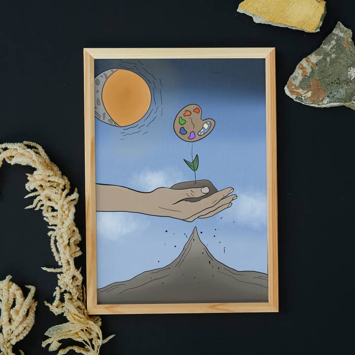 World in my Hands Art Print for wholesale by Matchai Designs