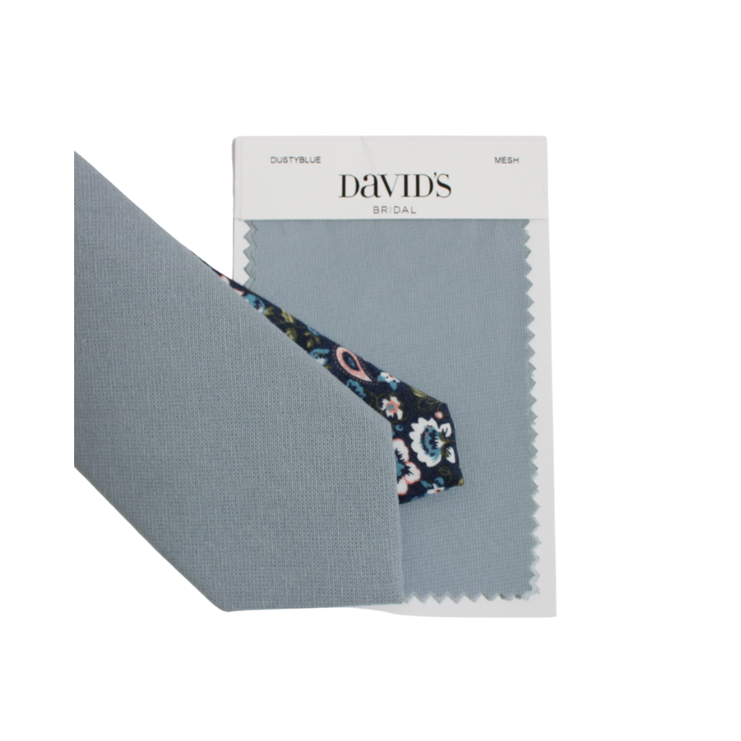 Tie Mood - Wholesale Necktie - Men's - Dusty Blue Solid Front with Floral Print Tail Tie5