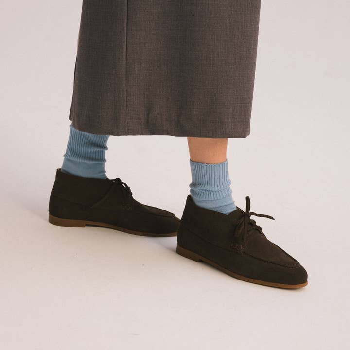 brown Tessa Flats, dark chocolate velvet for wholesale on Faire5