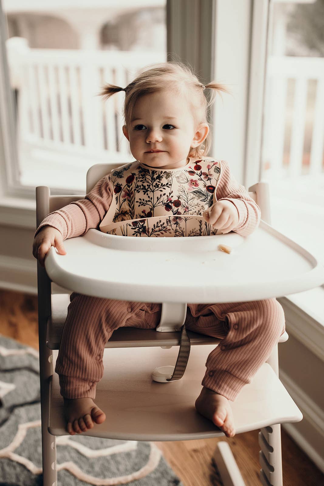 Three Little Tots - Wholesale Bib - Baby - Flower Print Silicone Bib with Crumb Catcher9