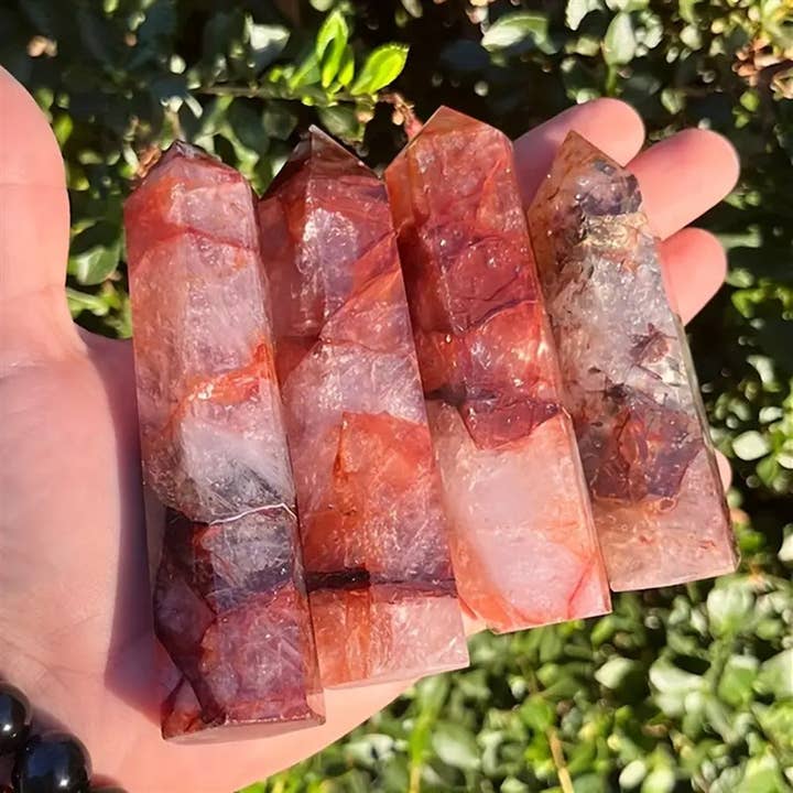 Moon Rituals - Wholesale Spiritual stone/crystal - Hematoid Quartz Fire Quartz Tower Generator Point - Powerful Crystal Point for Energy, Vitality, and Passion1