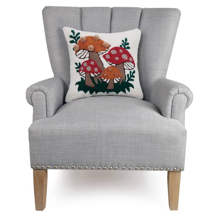 Peking Handicraft - Wholesale Throw/Decorative Pillow - Shroomy Pom Pom Hook Pillow - Jungalow2