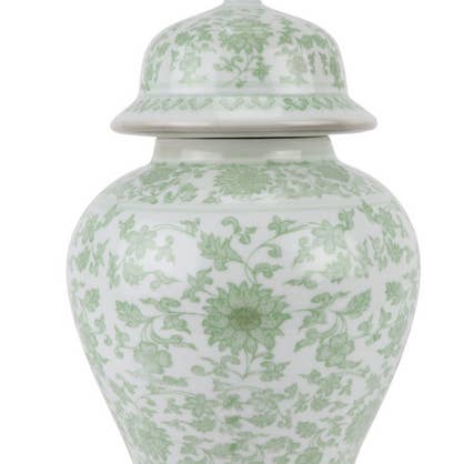 Soft Green Floral Jar for wholesale by The Enchanted Home