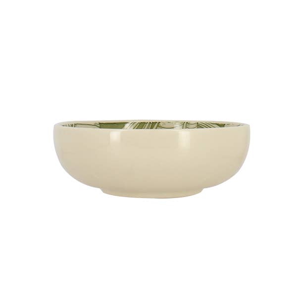 Novastyl - Wholesale Serve Bowl - Coupelle leaves 600ml in green stoneware1