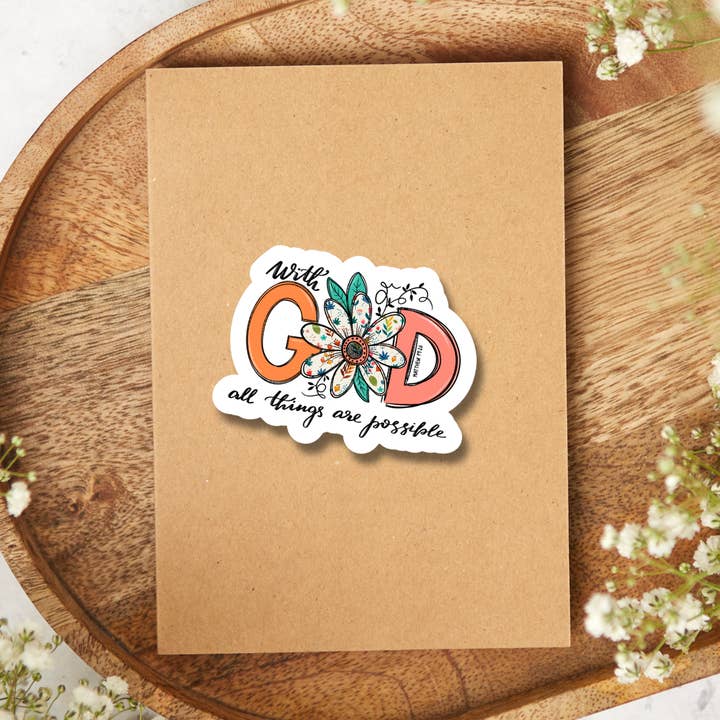 Con Dio tutto è possibile adesivo impermeabile per la vendita all'ingrosso da parte di Earth and Timber co