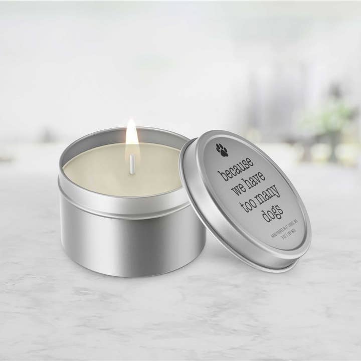 candela regalo divertente per amanti degli animali domestici regali per gli amanti dei cani perché abbiamo troppi cani candele di cera di soia per la vendita all'ingrosso da parte di ZA Handmade Wholesale