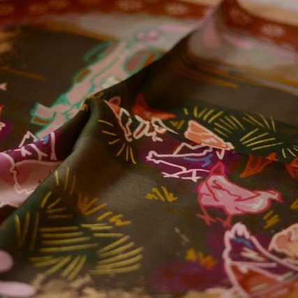 Tirzah Lane Art - Wholesale Scarf - Women's - Morning Ranch Chores Silk Western Cowgirl Wild Rag Scarf
