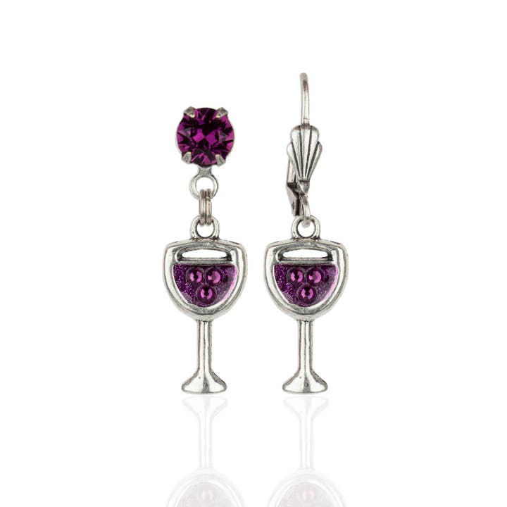 Fine Wine Crystal Charm Earrings for wholesale by Anne Koplik Designs, Inc.