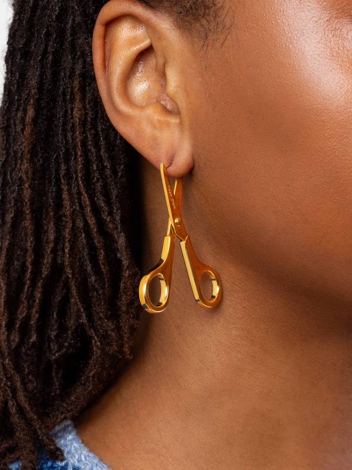 Scissor Earrings in Gold for wholesale by Coco Clem