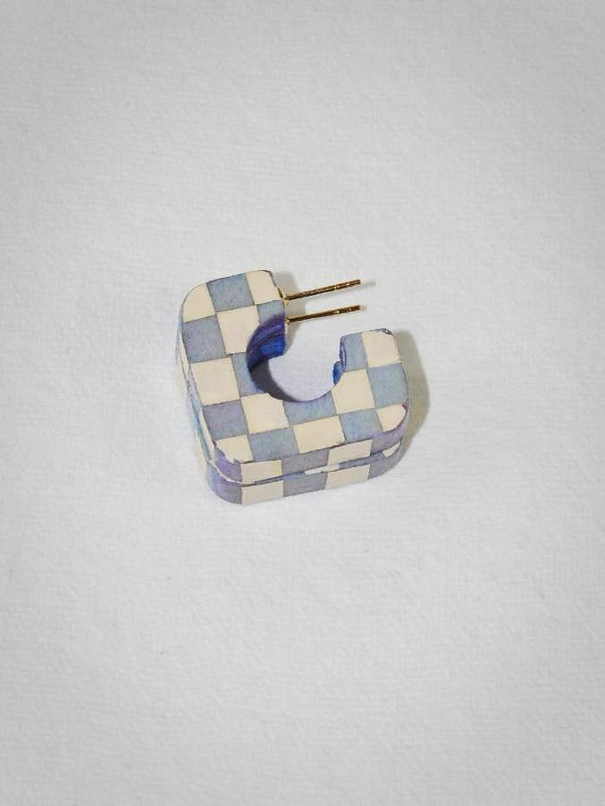 Amalfi Blue Vintage Tile Hoop for wholesale by BINKY AND LULU
