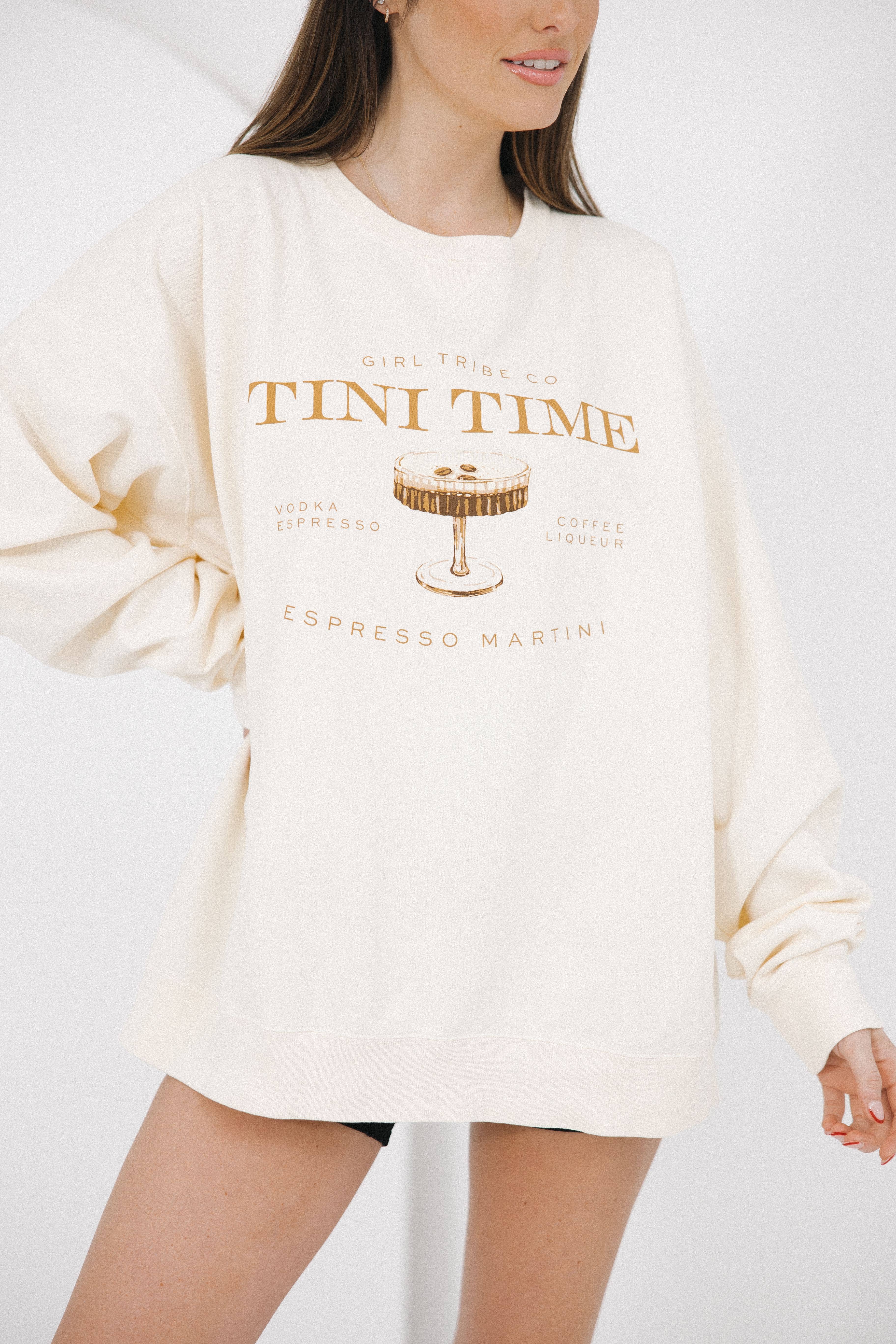Girl Tribe Co - Wholesale Graphic Sweatshirt - Women's - Tini Time Sweatshirt in Ivory