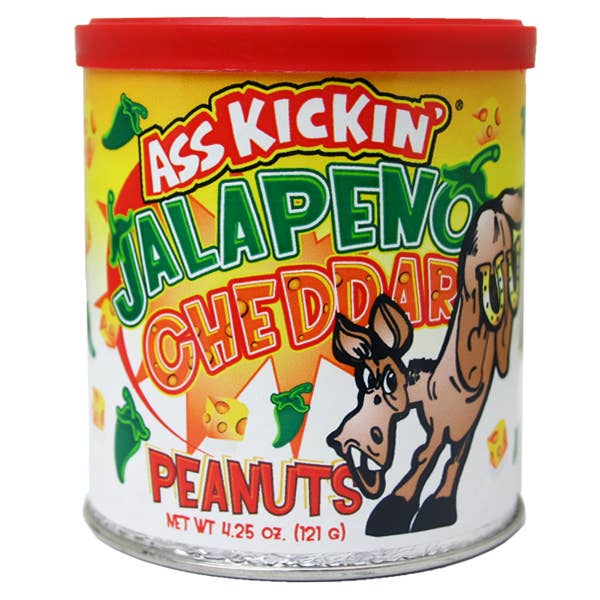 Ass Kickin’ Jalapeno Cheddar Peanuts 4.25 oz. for wholesale by Southwest Specialty Food