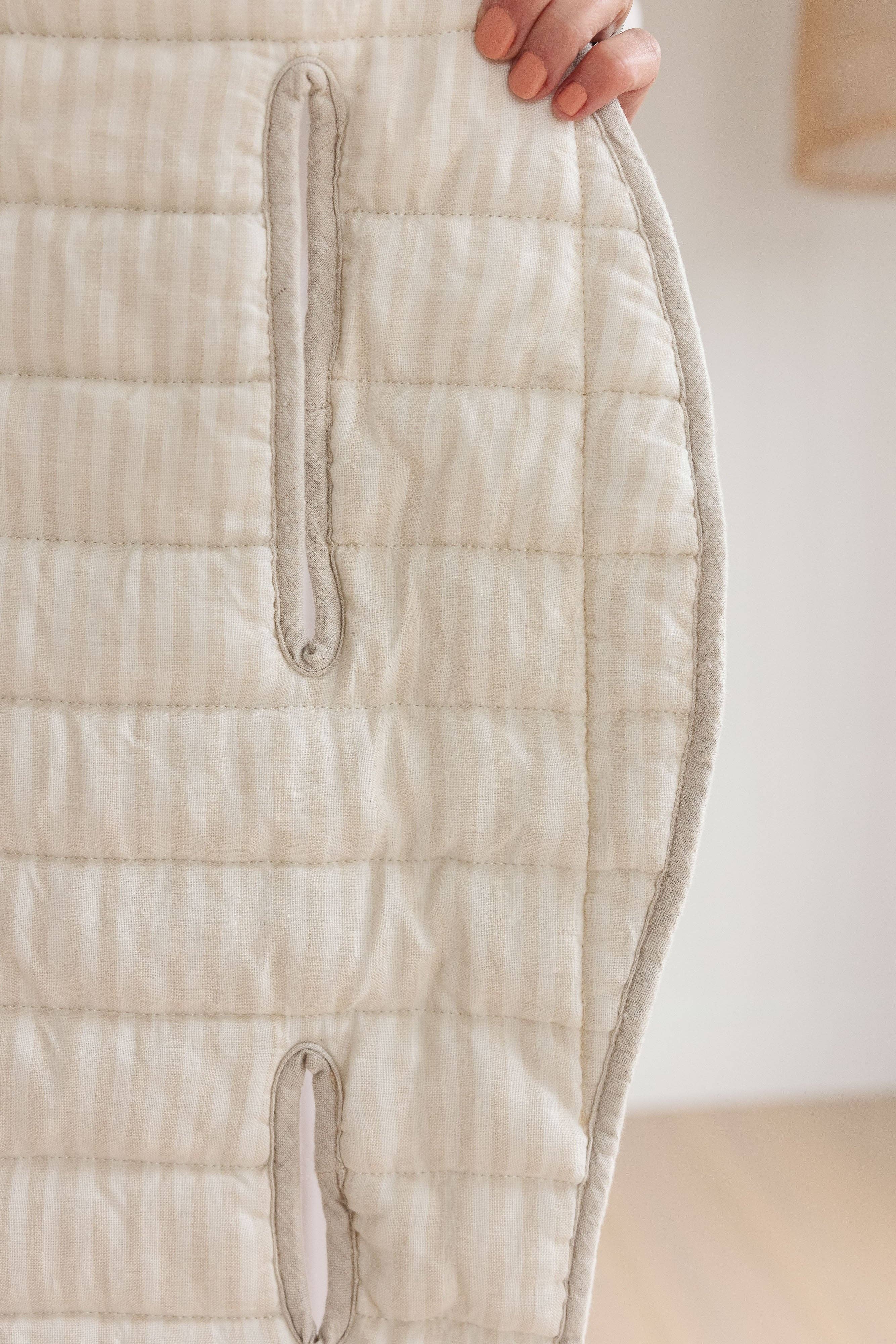 Beige Oatmeal & Stripe - Pram Liner- Stripe quilt for wholesale on Faire8