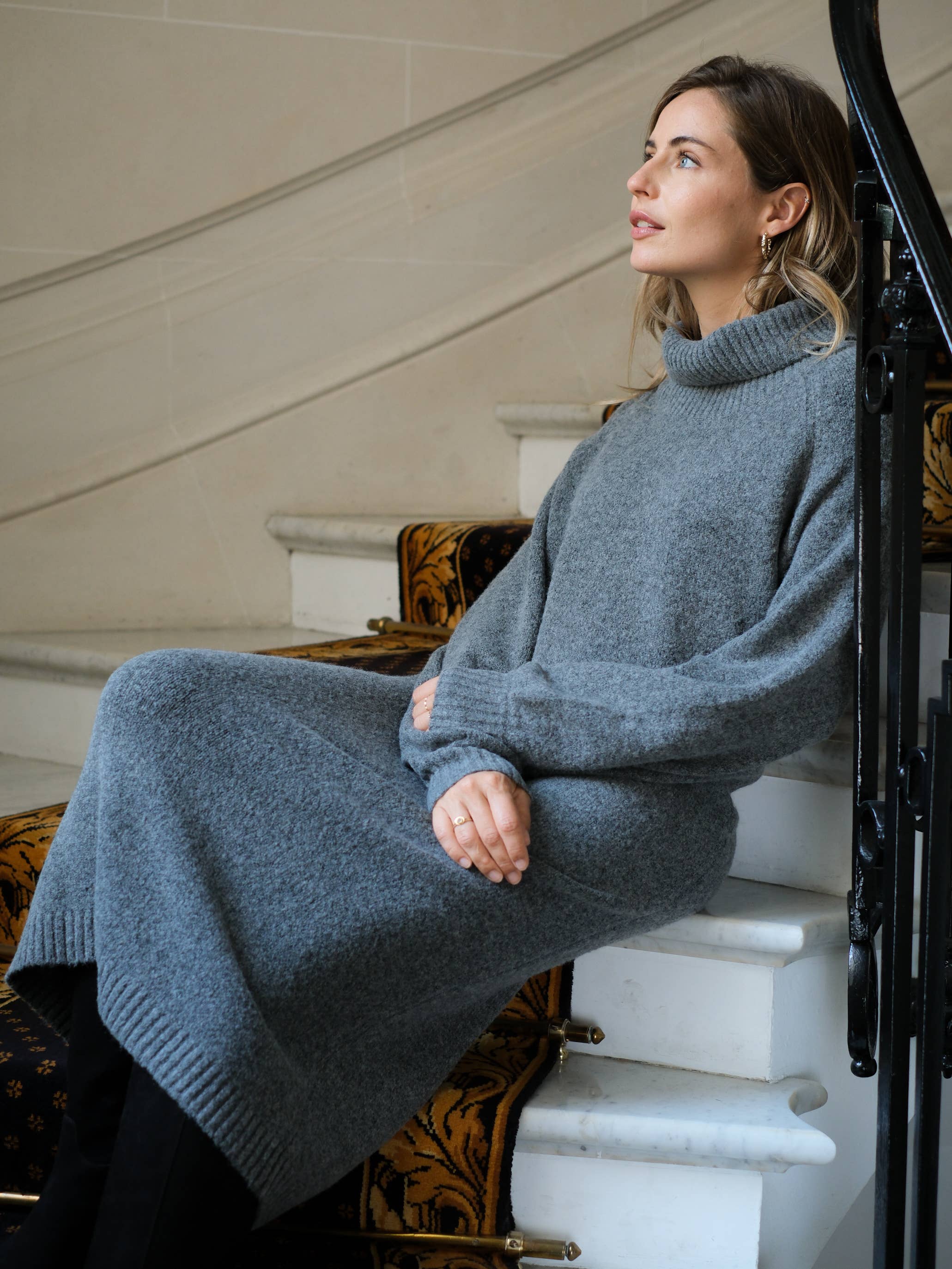 LOVIE & CO - Wholesale Dress - Women's - Long knit off-shoulder sweater dress - 245664-PETRA6