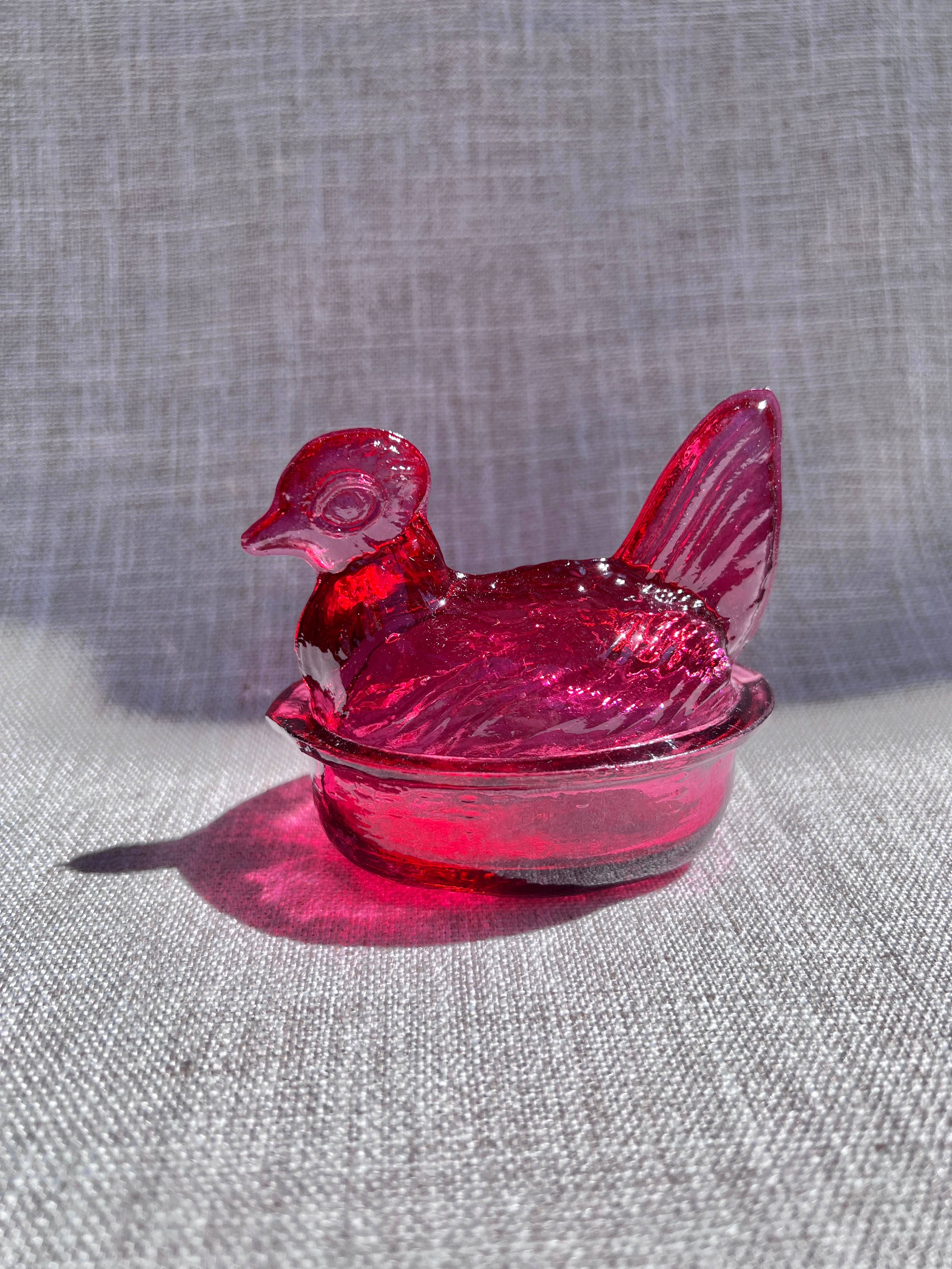 Kitchen One - Wholesale Decorative Plate/Dish/Bowl - Nesting Hen Bowl - MAGENTA | Hand Blown Glass2