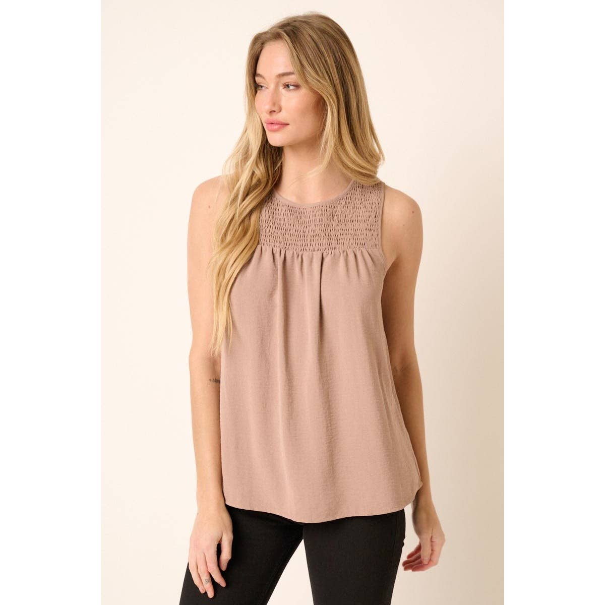 mittoshop – wholesale Blouse – Women’s – AIRFLOW SMOCKED YOKE SLEEVELESS BLOUSE8