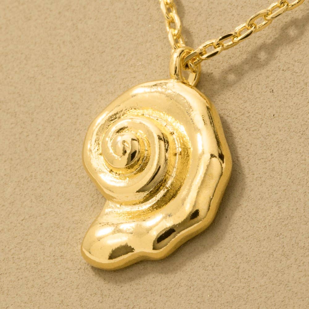 Fame Accessories - Wholesale Halskettinghanger - Goudgedompelde Spiraalvormige Zeeschelp Hanger Ketting3