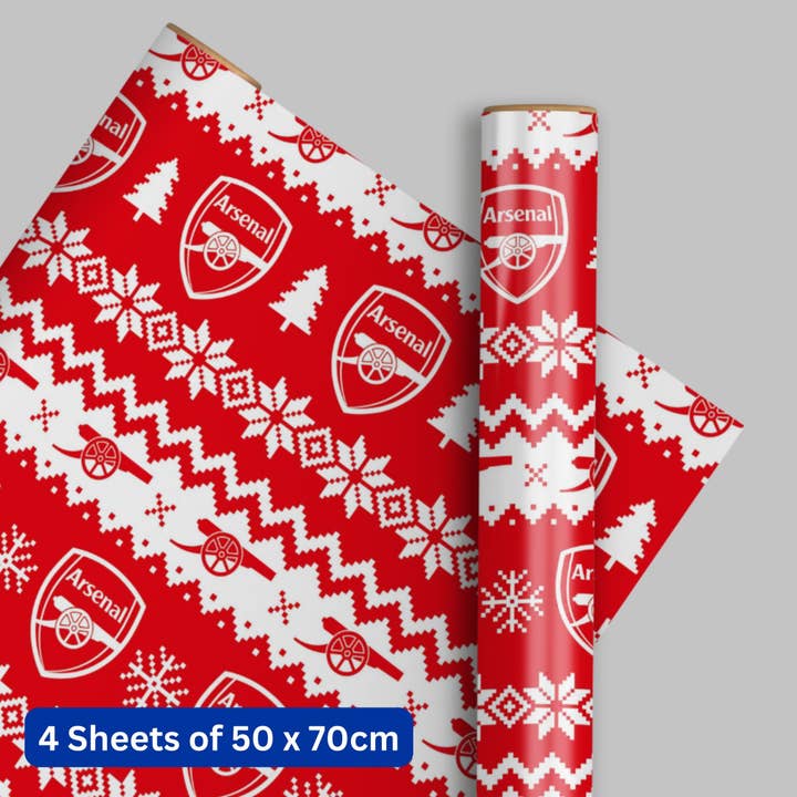 Arsenal FC Christmas 4 Sheets & 4 Tags Gift Wrap Bundle for wholesale by Danilo Promotions Ltd