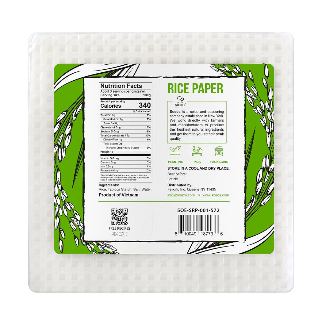 soeos - Wholesale Brood/Tortilla - Rijstpapier, Witte Rijstpapier Vellen, 1 Pak, 34 Vellen, 22 cm1