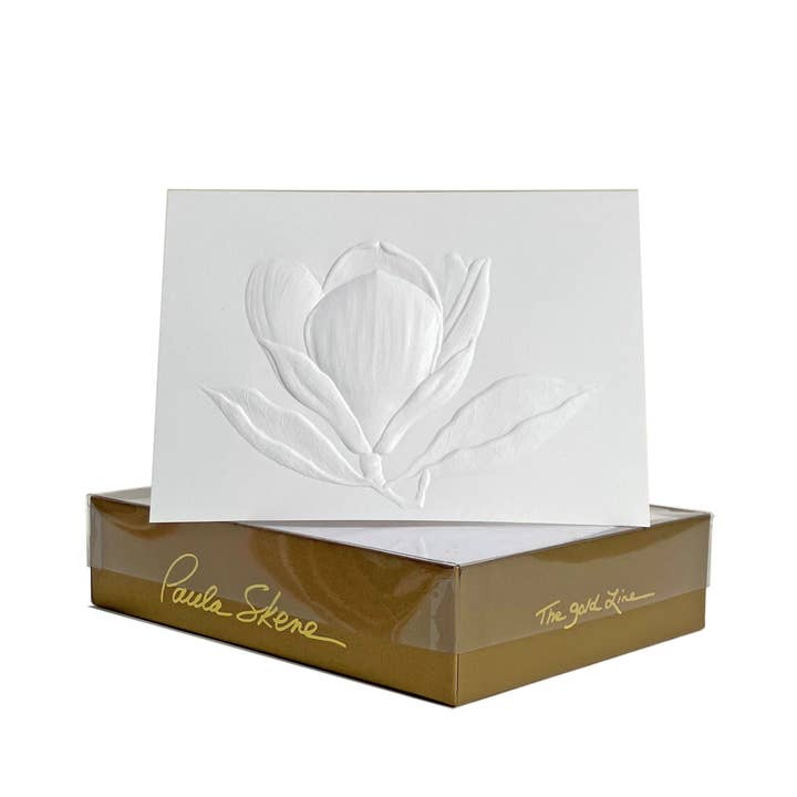 Magnolia Blank Blind Embossed Card for wholesale by PAULA SKENE DESIGNS