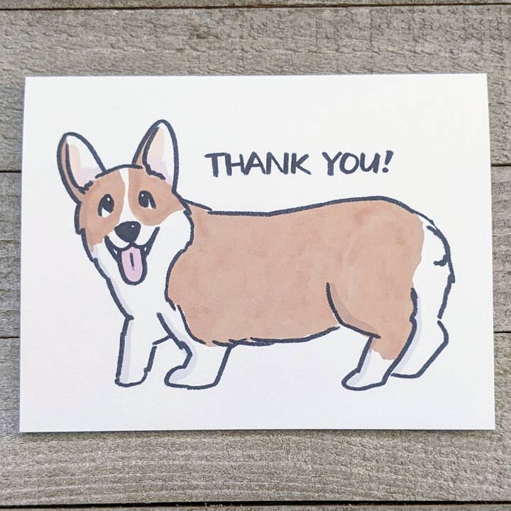 Corgi Dog - Thank you Card for wholesale by Ink Delights