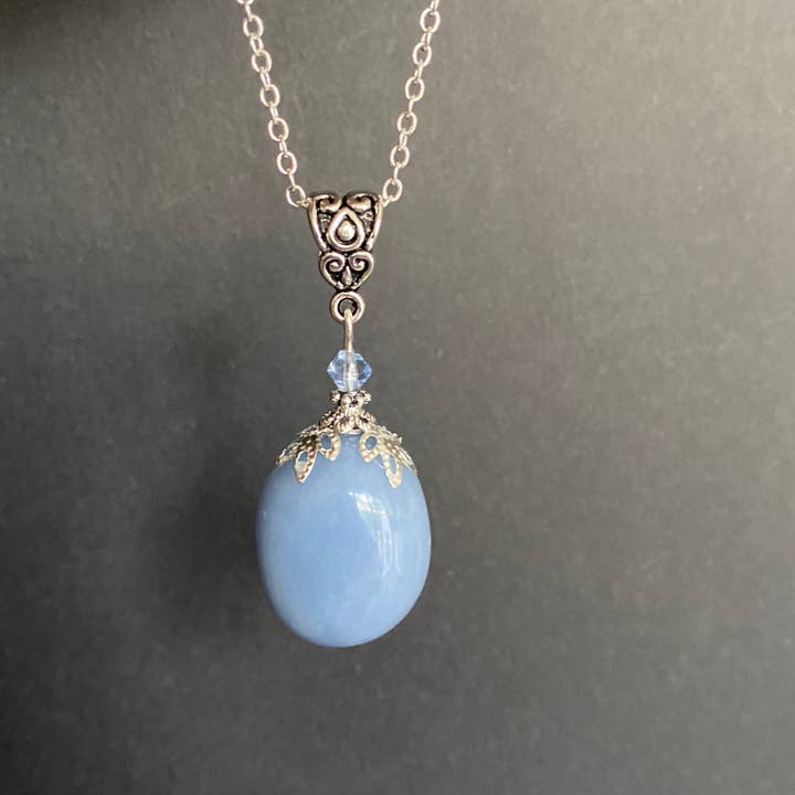 Glorious Healing Crystals – wholesale Pendant/charm necklace – Angelite Pendant, Connect With Your Guardian Angel5