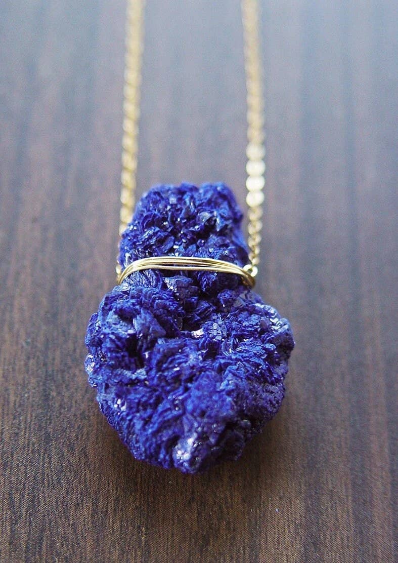 Friedasophie - Wholesale Pendant/Charm Necklace - Indigo Azurite Crystal Gold Necklace2