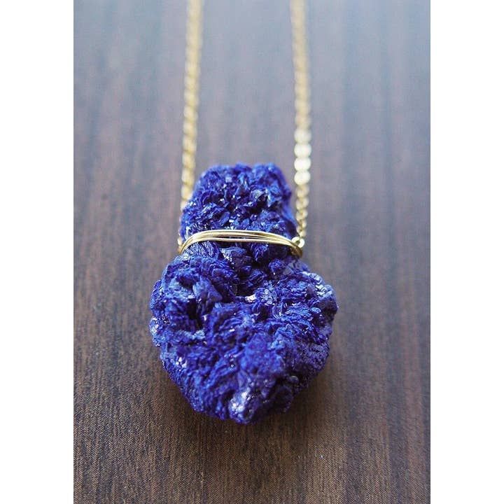 Friedasophie - Wholesale Pendant/charm necklace - Indigo Azurite Crystal Gold Necklace2