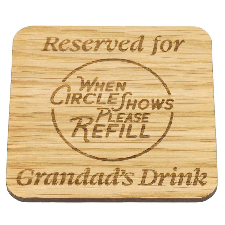 Reservado para Grandads Drink Oak Veneer Coaster por atacado de Elesium Designs
