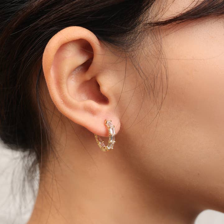 stone huggie hoop earrings package for wholesale by Cool and Interesting