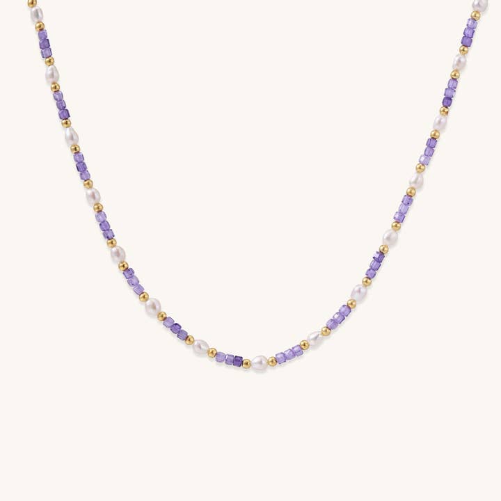 Amethyst Pearl Alternating Strand Necklace for wholesale by Branvas Jewelry