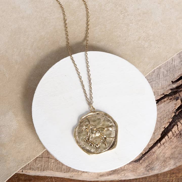 PennyLine inc - Wholesale Pendant/Charm Necklace - Equestrian Horse Coin Long Necklace Worn Gold or Silver3