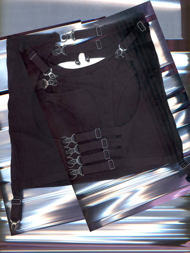 Underneath It All Backless Mini Skirt With Thong In Black for wholesale by The End Lingerie