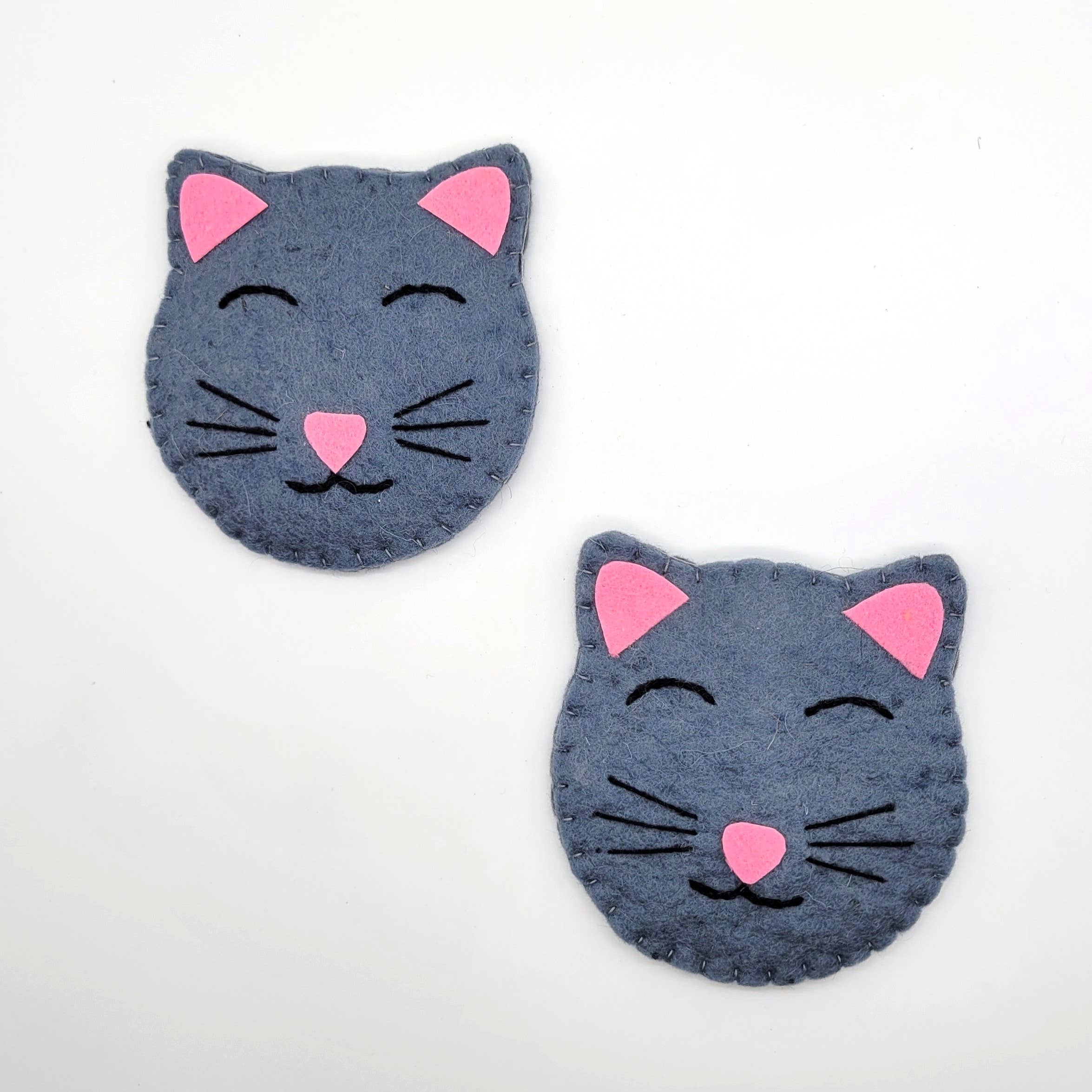 Eclectic Woodchuck - Wholesale Coasters - Grey Kitty Cat Felted Wool Drink Coaster1