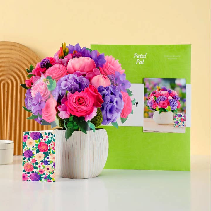 PetalPal - Wholesale Everyday Greeting Card - Fuchsia Fantasy Pop-Up Bouquet